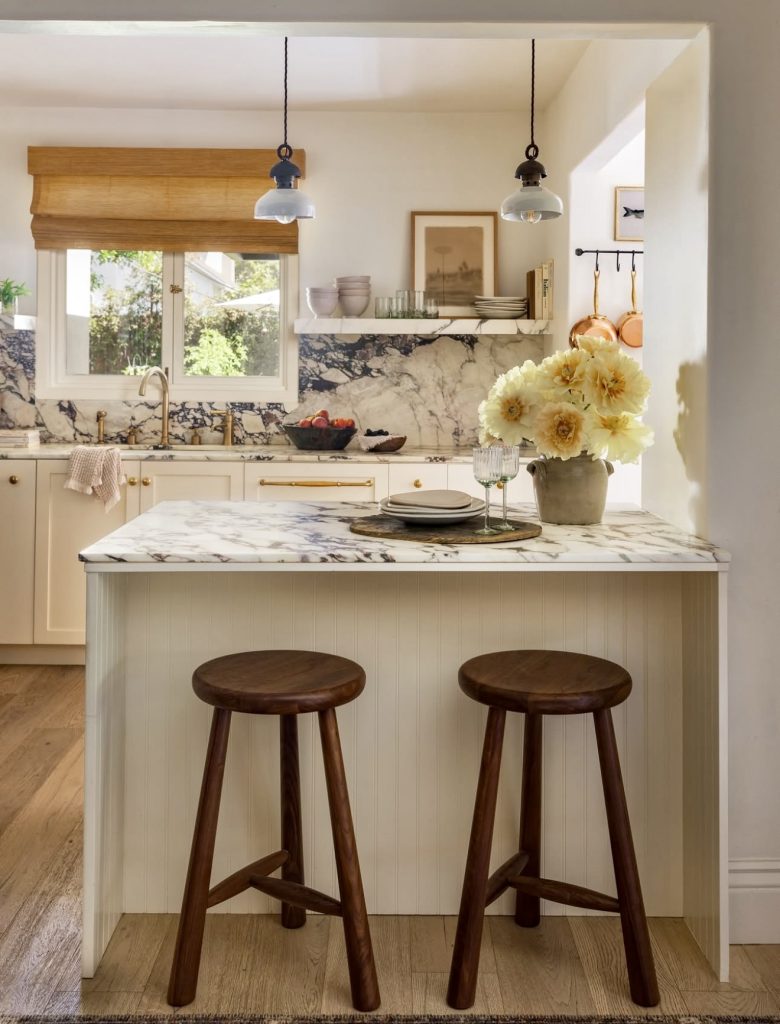 Black and White Marble Kitchen with Vintage Accents