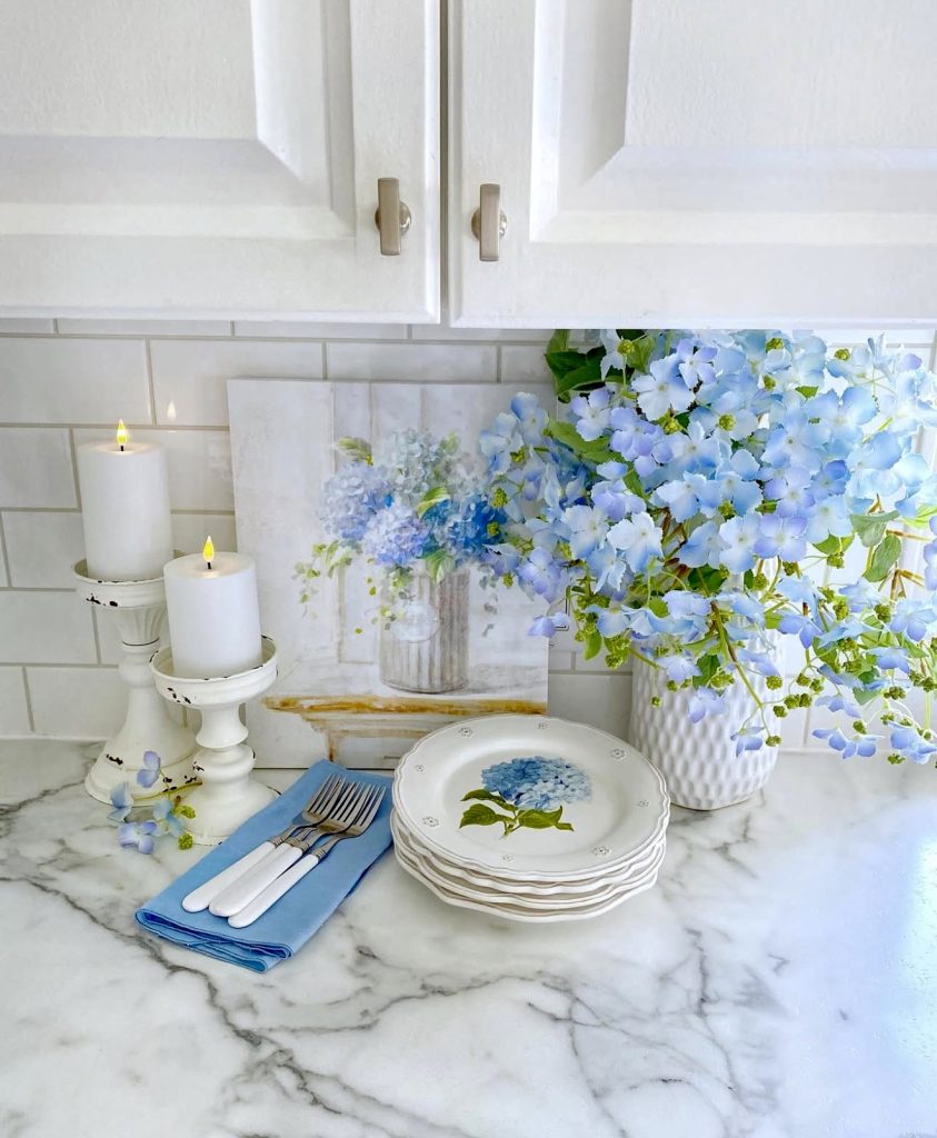 Bright Farmhouse Kitchen with Floral Accents
