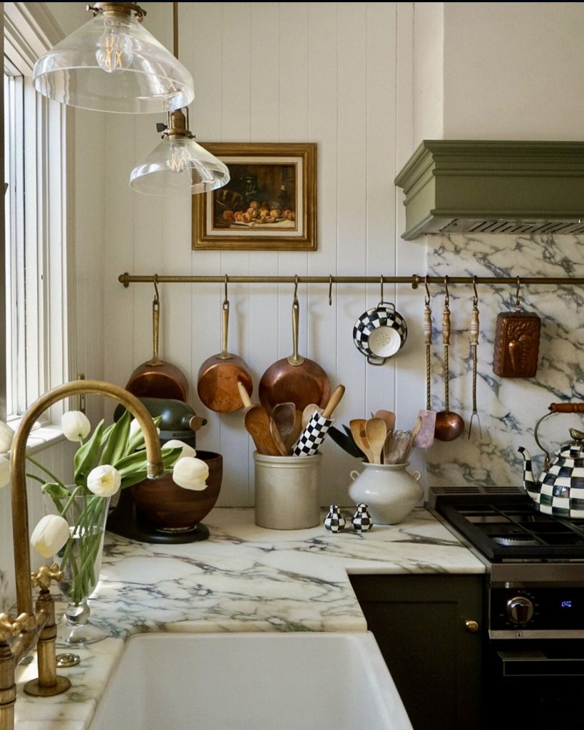Vintage Kitchen with Copper and Marble