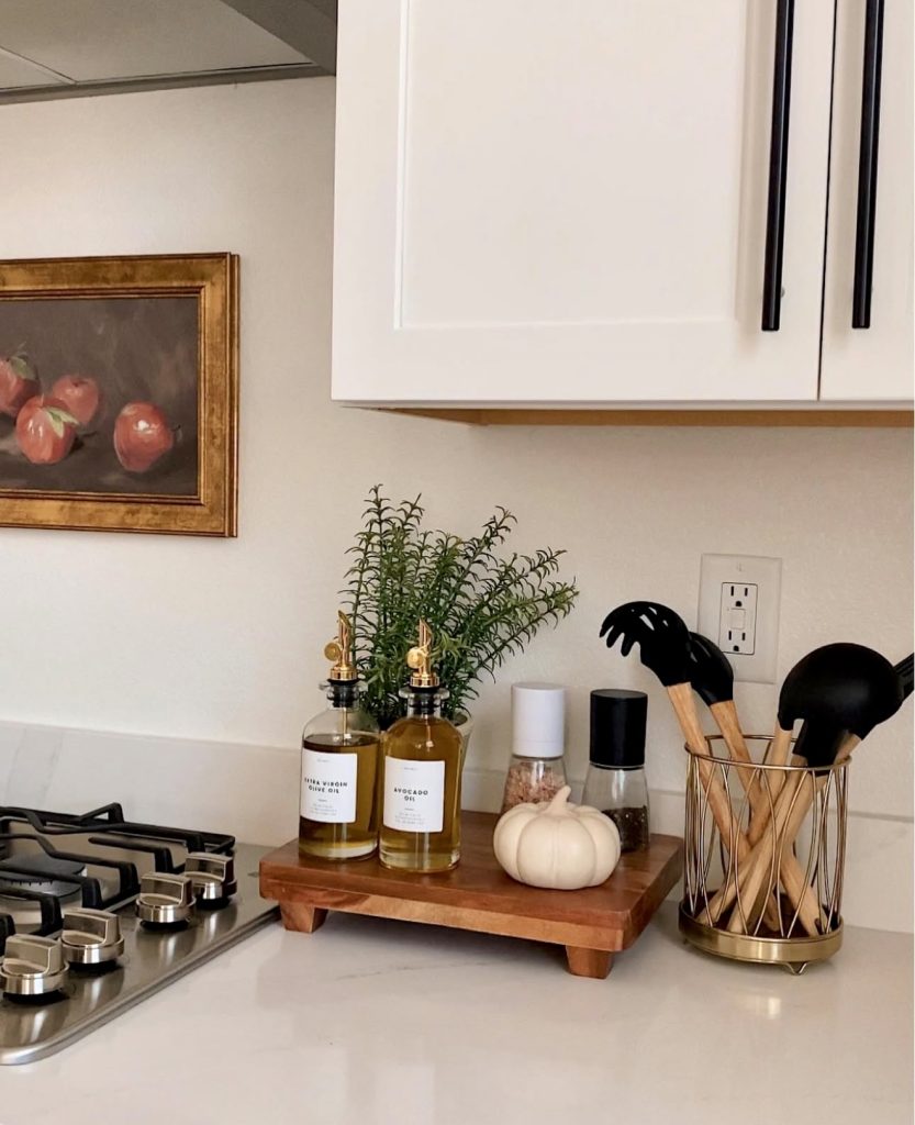 Minimalist Kitchen Tray with Seasonal Decor