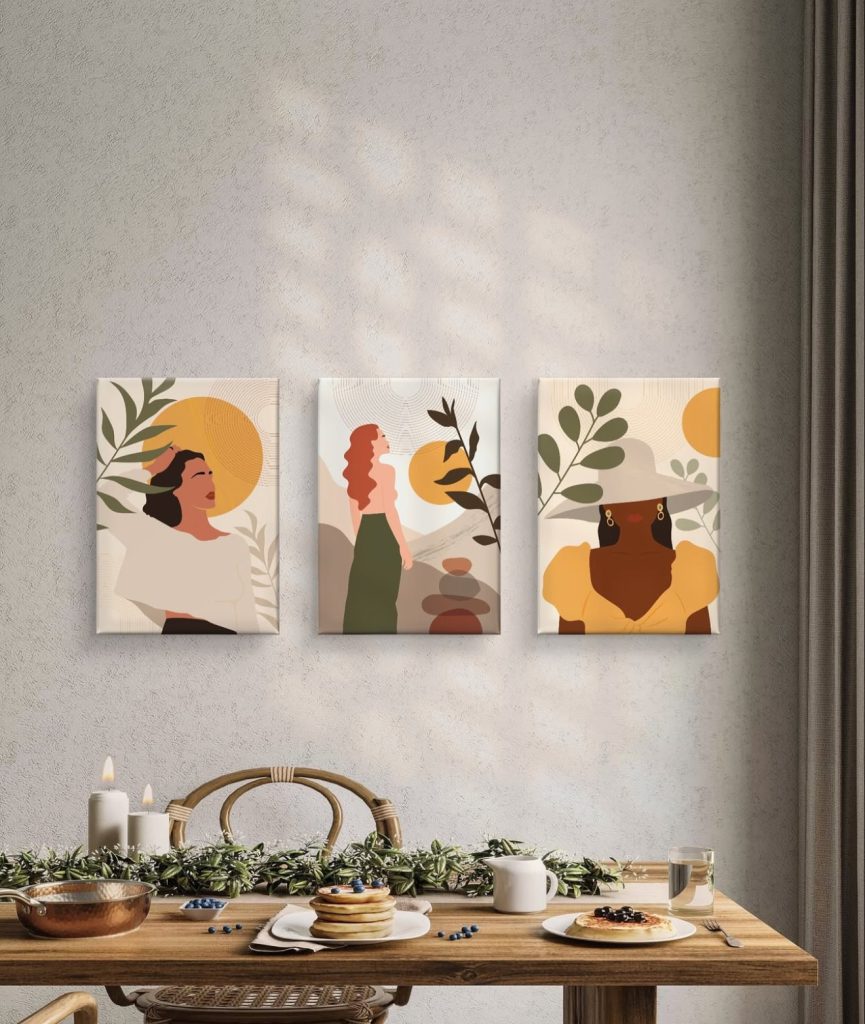 Boho style dining room wall art