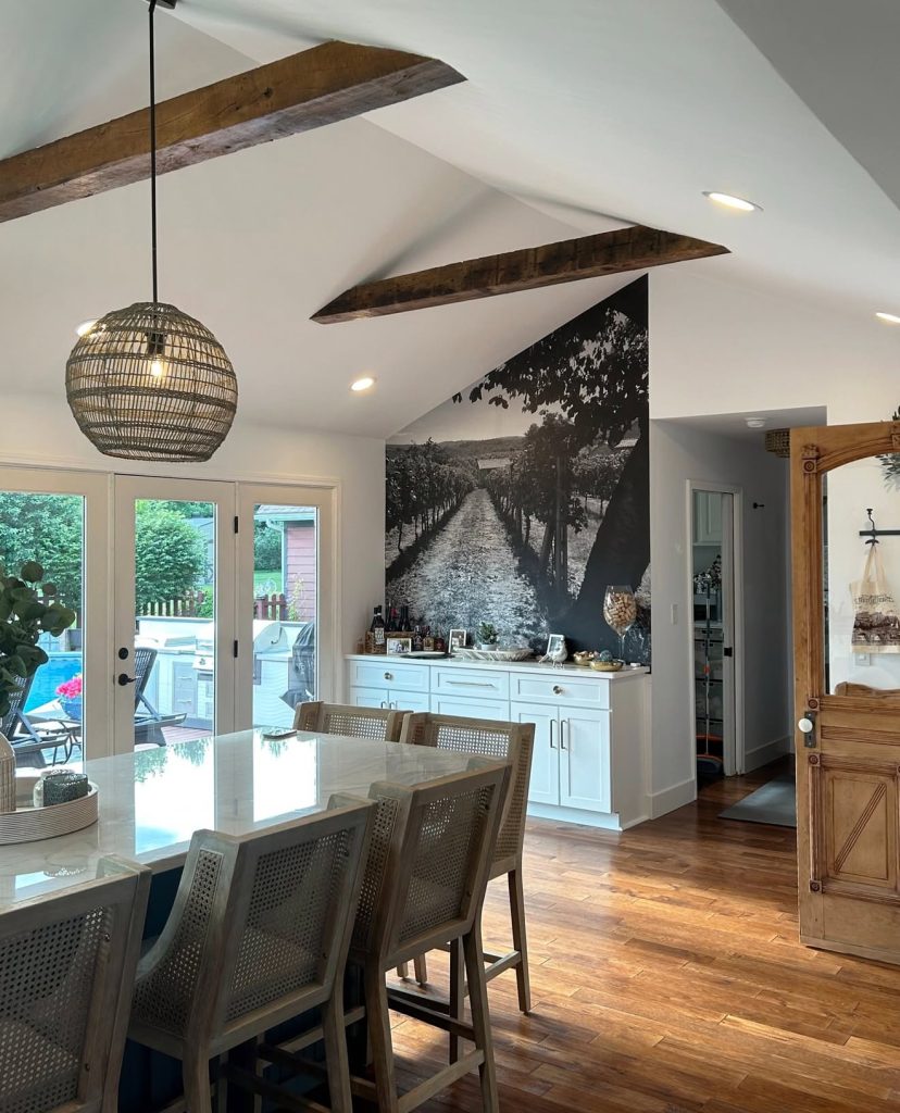 Black and white vineyard mural