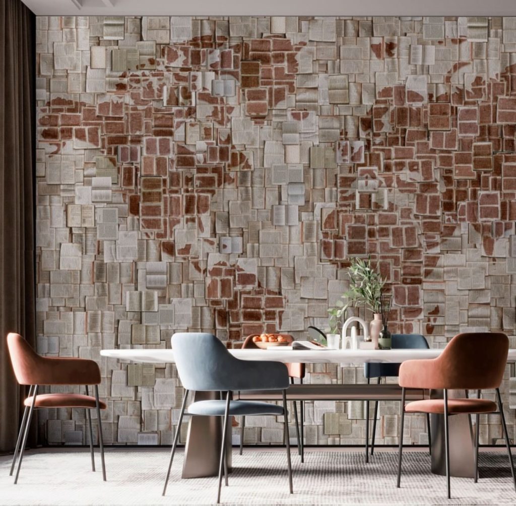 Book page world map mural