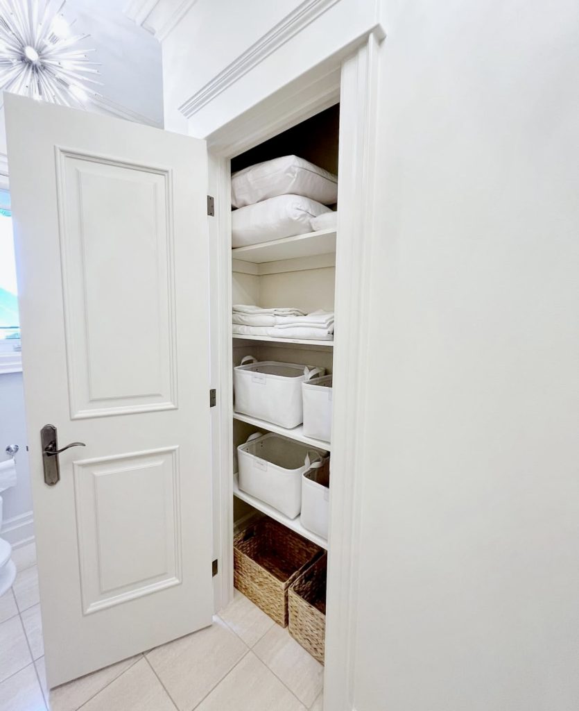 Minimalist white linen closet