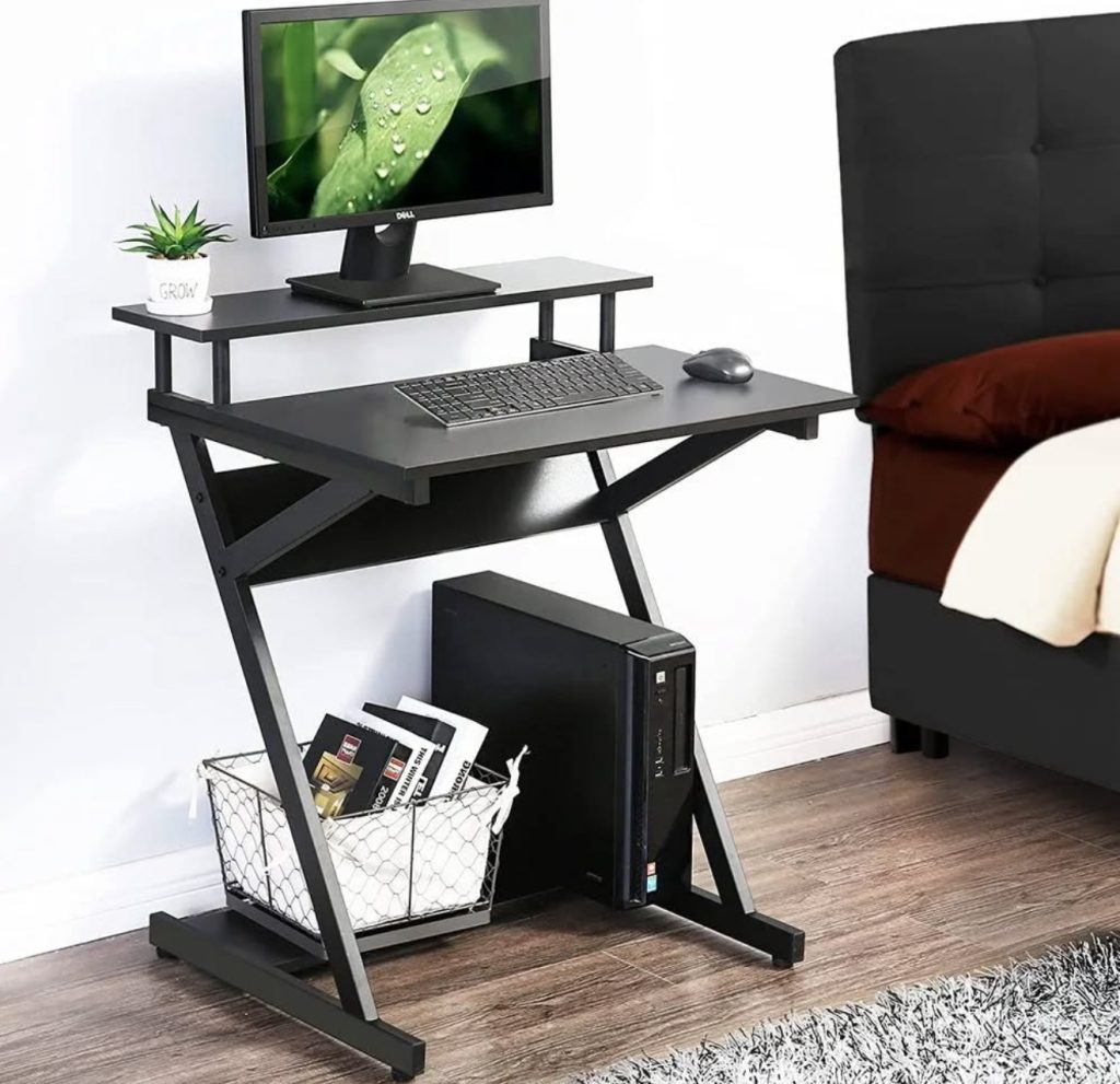 Compact Black Z-Frame Desk