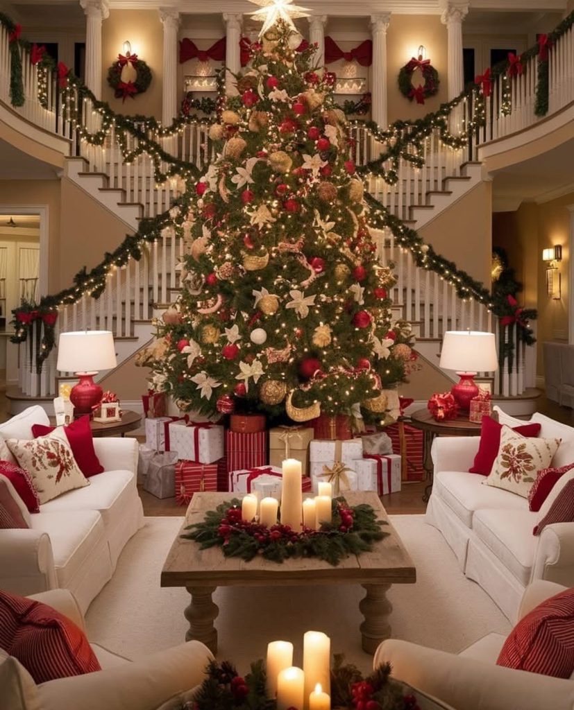 Classic red and gold Christmas tree