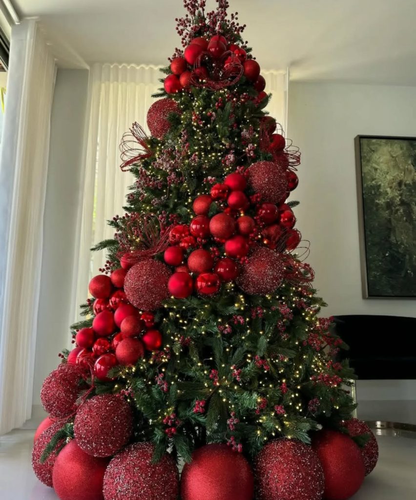 All-red modern Christmas tree