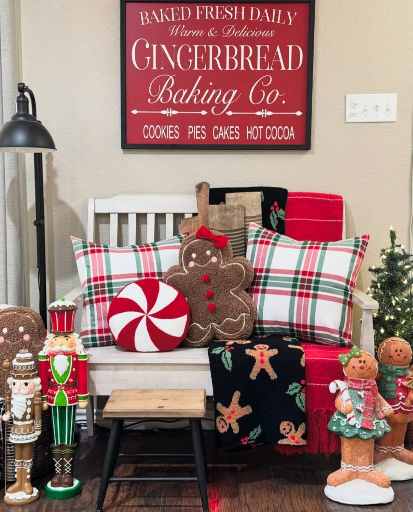 Gingerbread-themed holiday corner