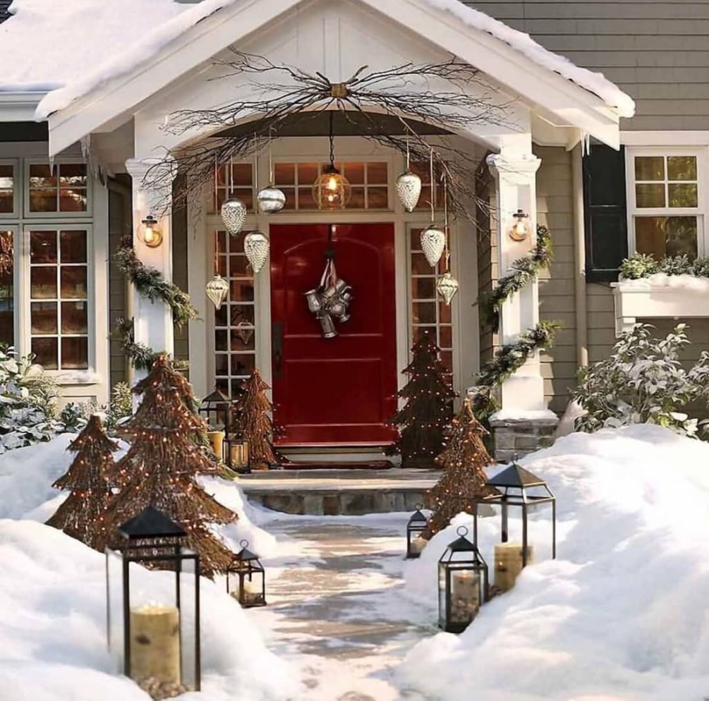 Rustic farmhouse porch with DIY decorations