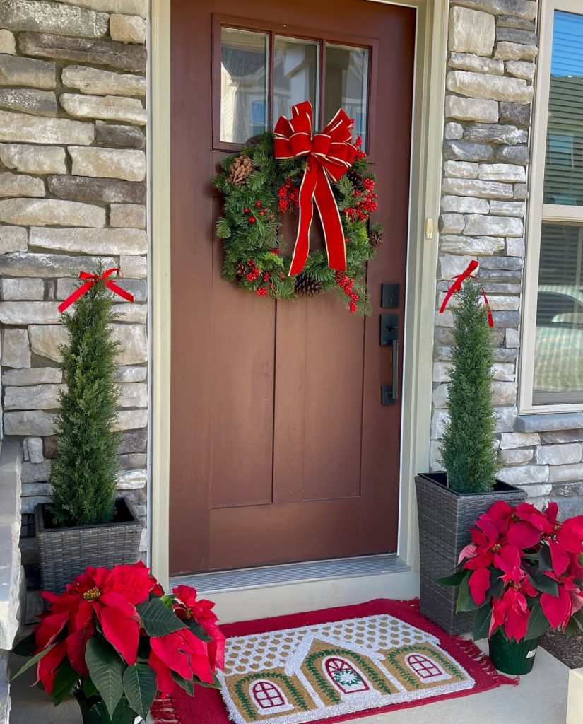 Classic farmhouse doorway with wreath