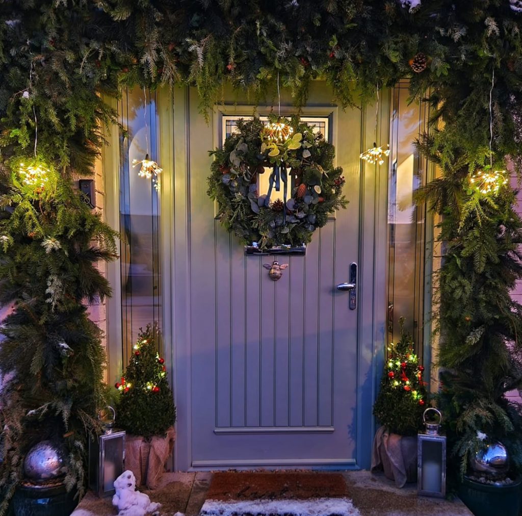 Green garland with subtle lights