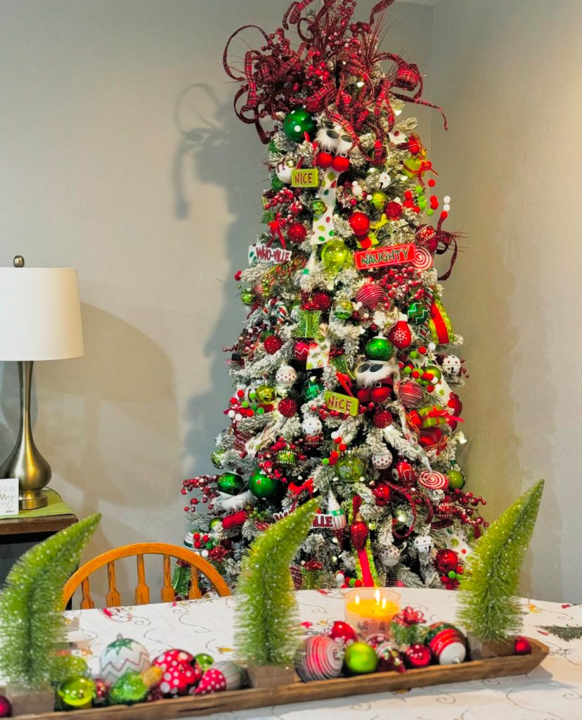 White Tree with Naughty and Nice Ornaments