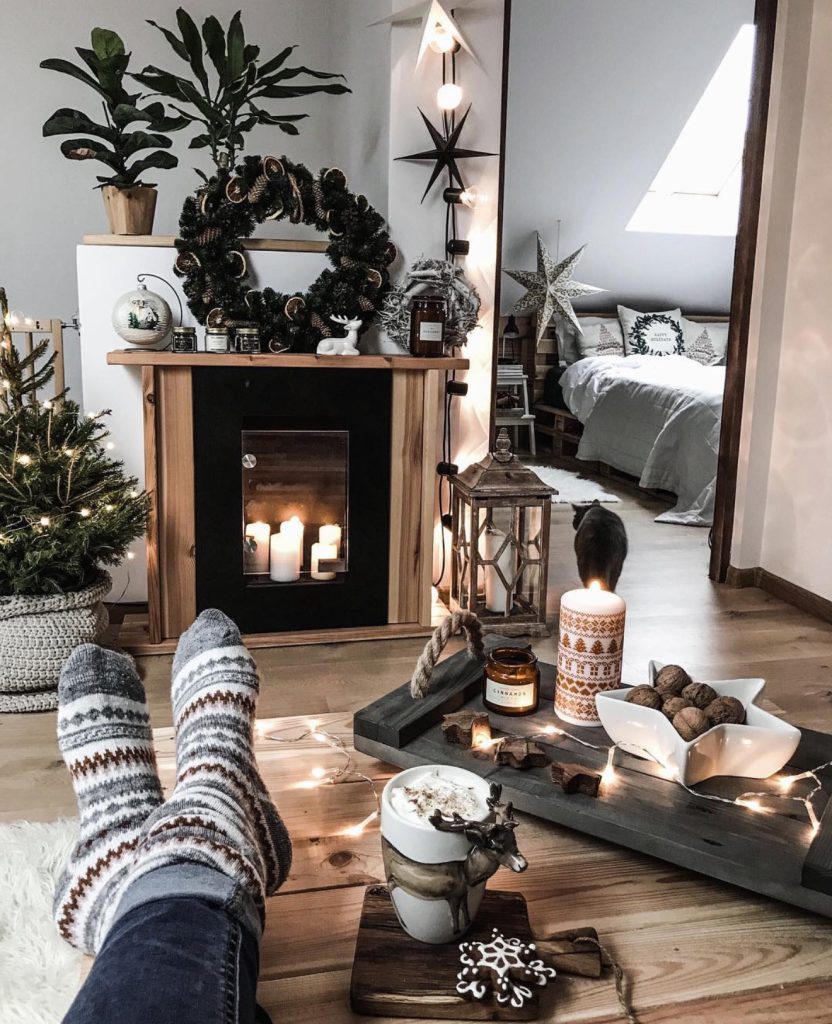 Cozy Scandinavian Christmas living room