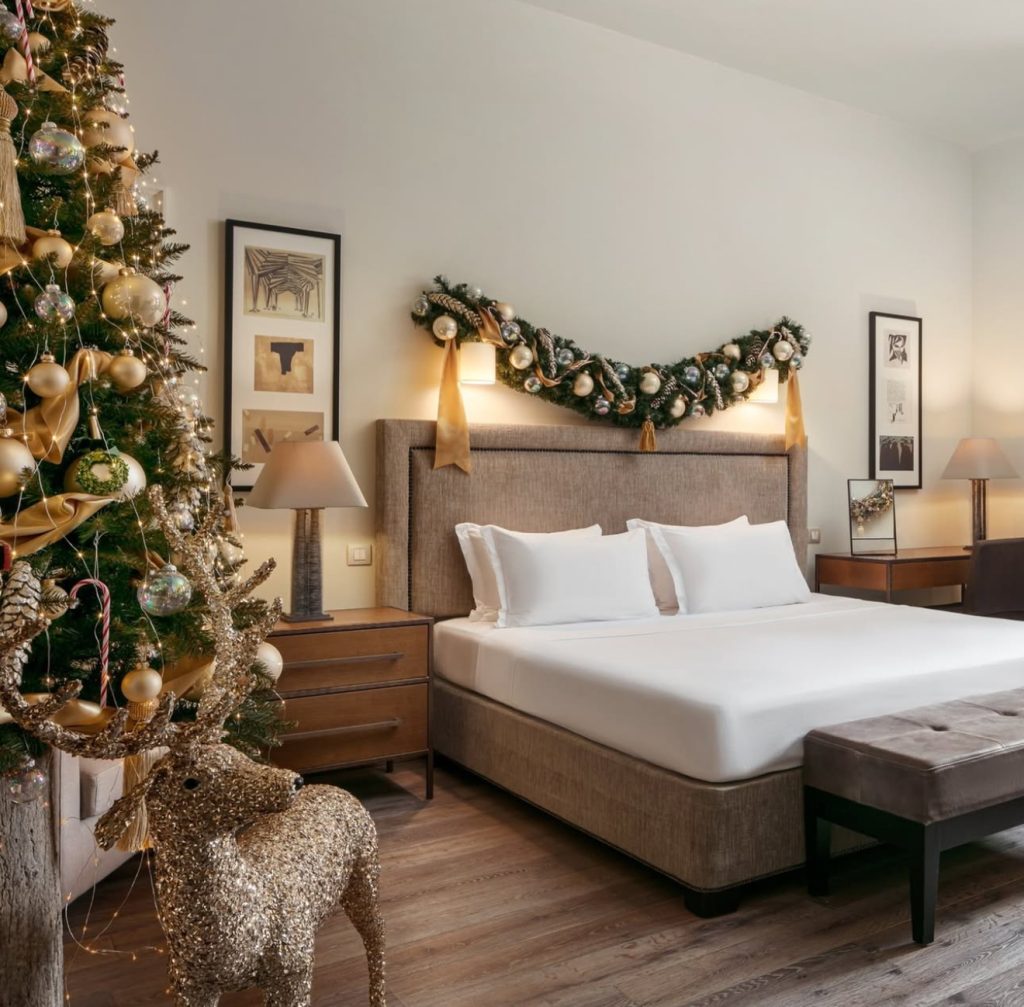 Kids' bedroom with candy-striped ornaments