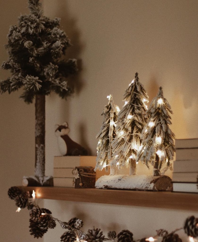 Farmhouse style bedroom with Christmas decor