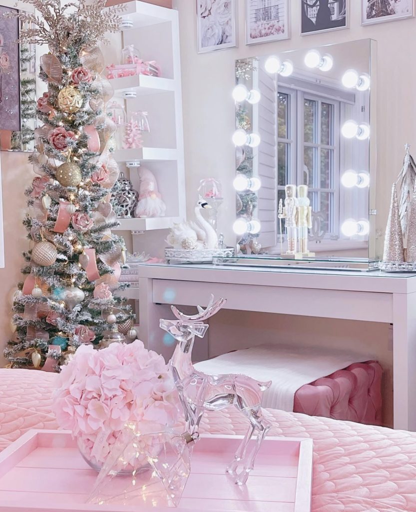 Classic Christmas fireplace with garland and stockings