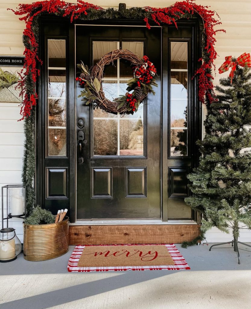 Rustic wreath with red berries