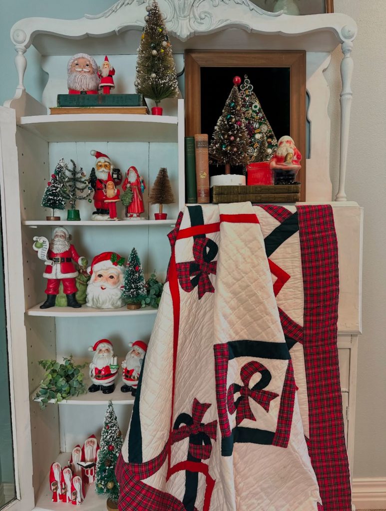 White Hutch with Holiday Decor