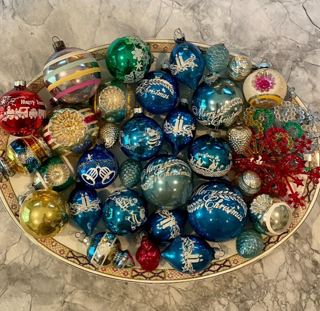 Bowl of Shiny Brite Ornaments