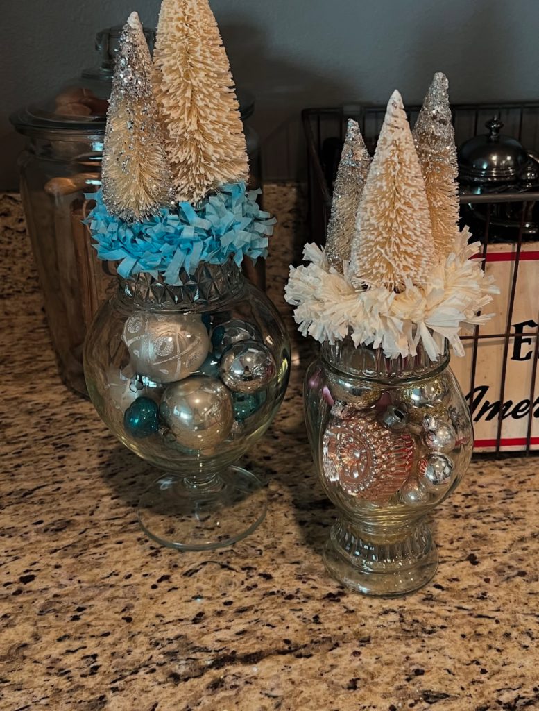 Bottle Brush Trees in Jars