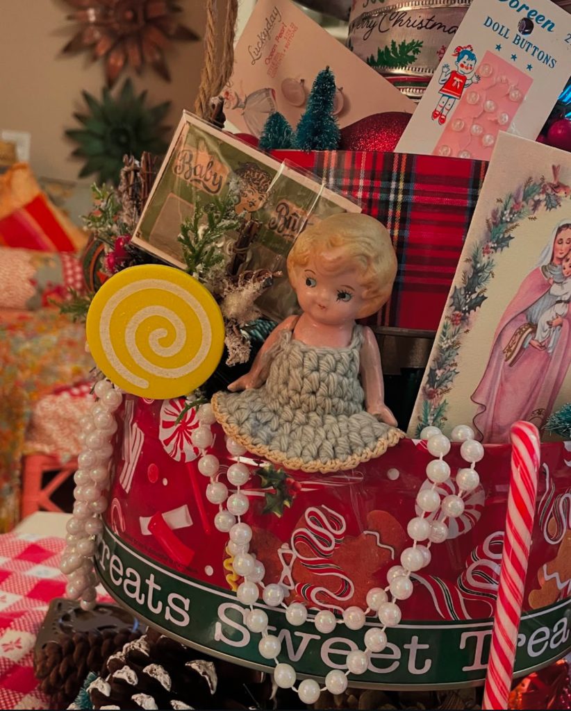 Vintage Doll and Holiday Display
