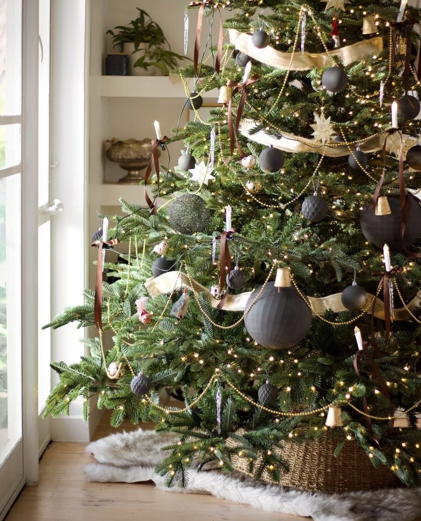 Vintage Christmas tree with dark accents