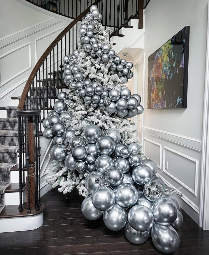 Silver balloon Christmas tree