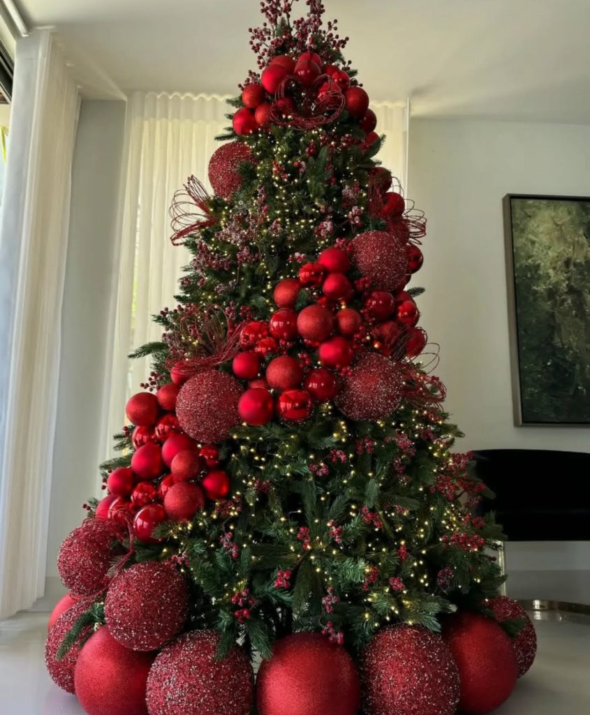 Monochrome red Christmas tree