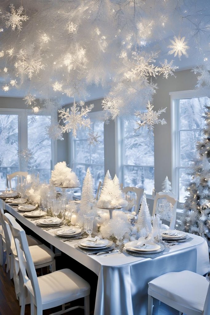 Snowflake ceiling and frosted table