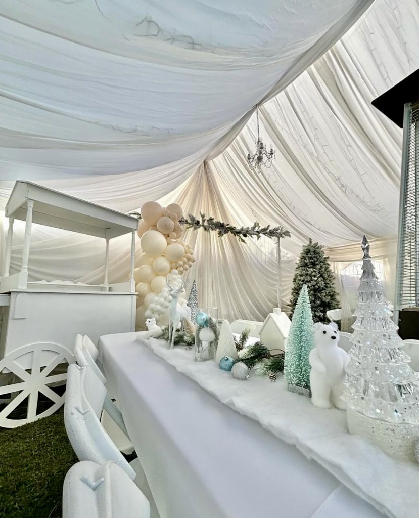 Winter banquet with polar bear accents