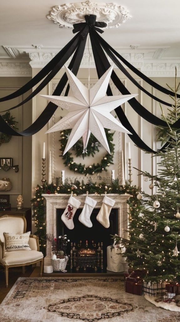 Classic fireplace with star accent