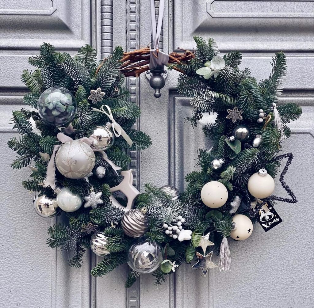 Elegant silver and white wreath