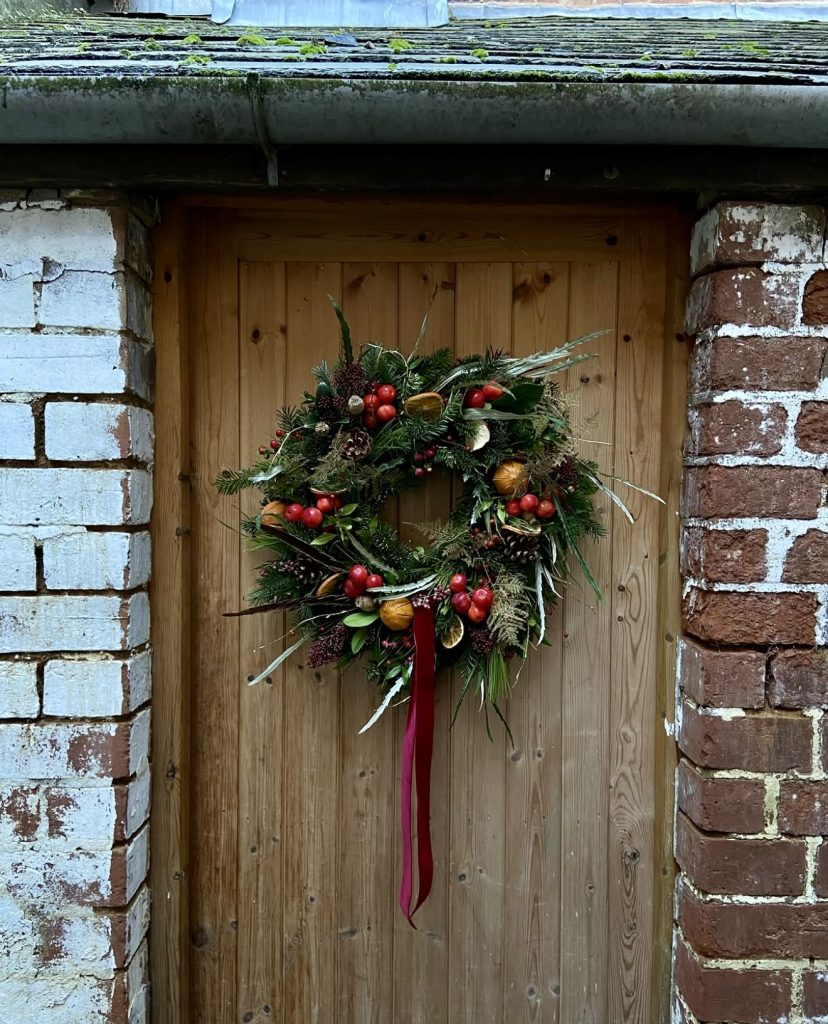Red and green abundant wreath