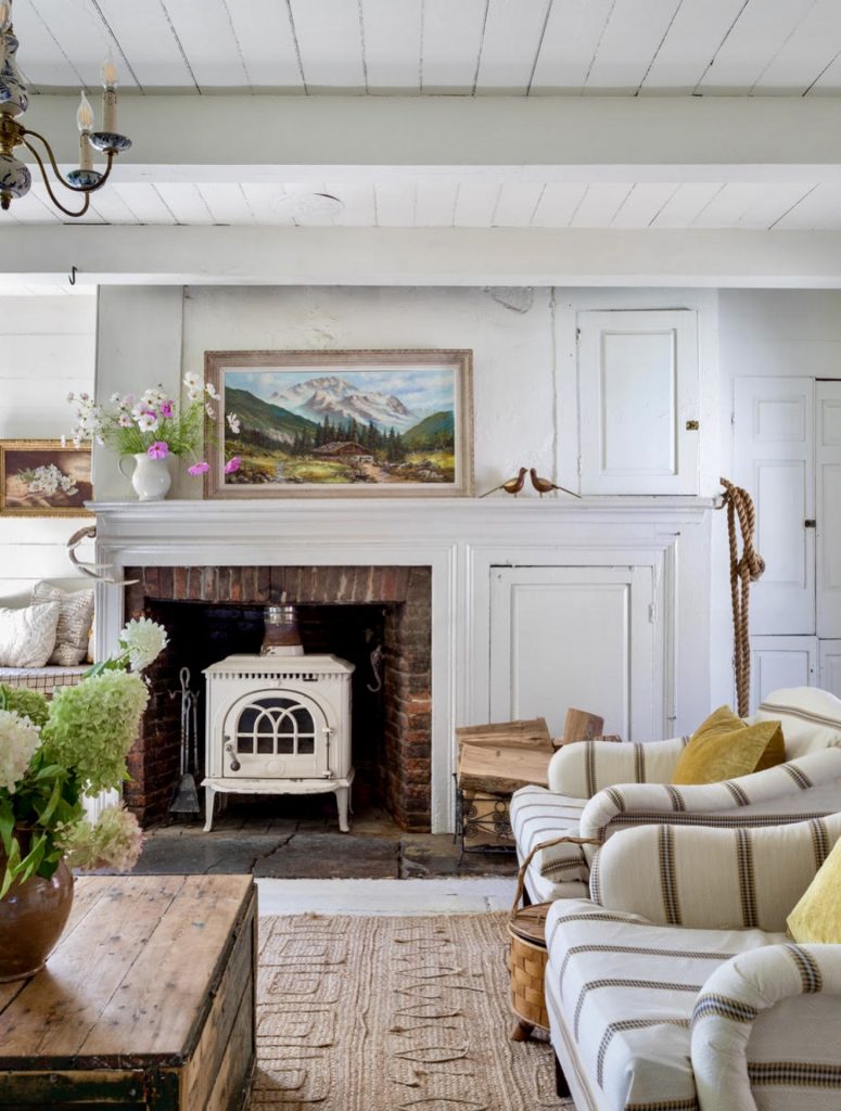 French country living room with rustic details
