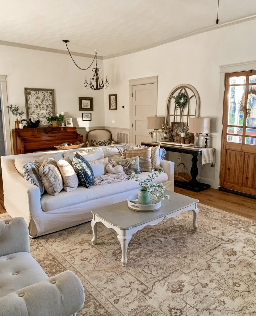 Elegant cottage living room with vintage accents