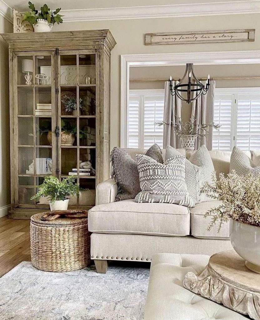 Modern neutral farmhouse living room