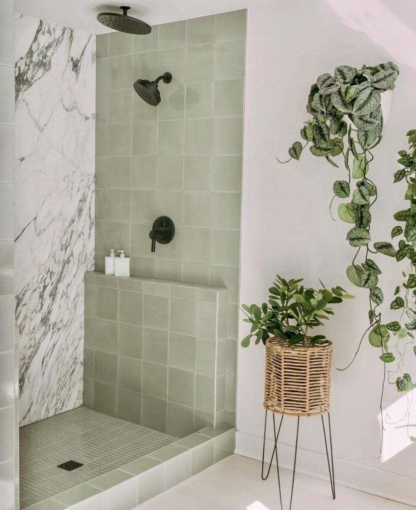 Soft Green Shower Tiles