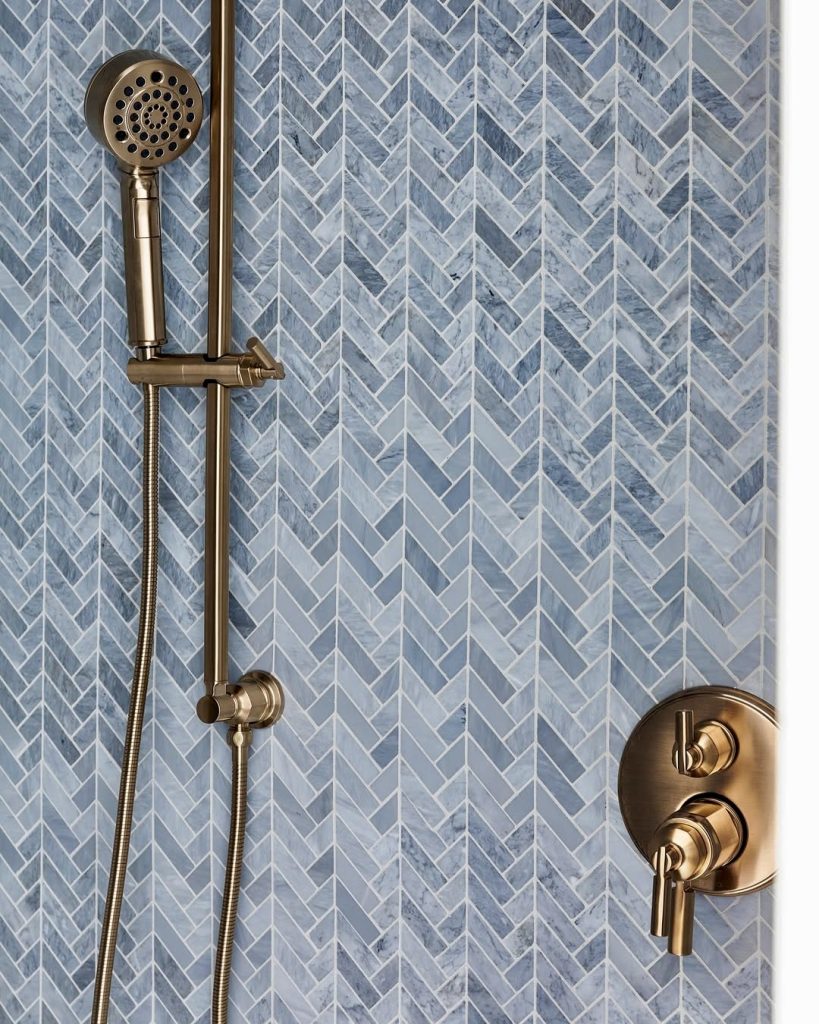 Blue Chevron Shower Tiles