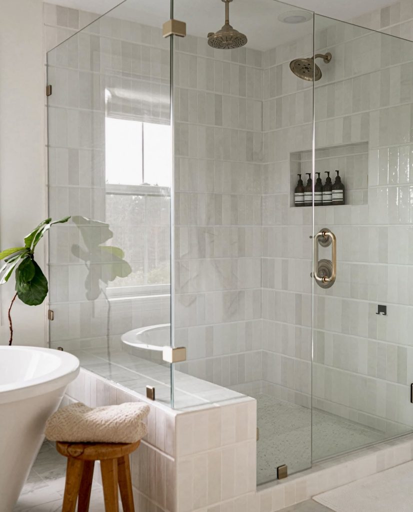 Light and Airy White Shower Tiles