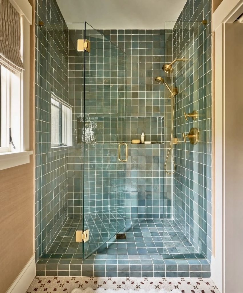 Blue Square Shower Tiles