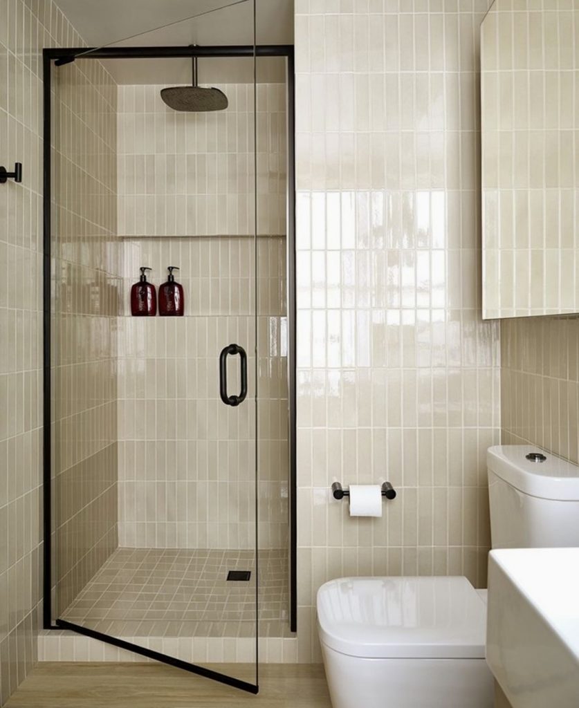Beige Minimalist Shower Tiles