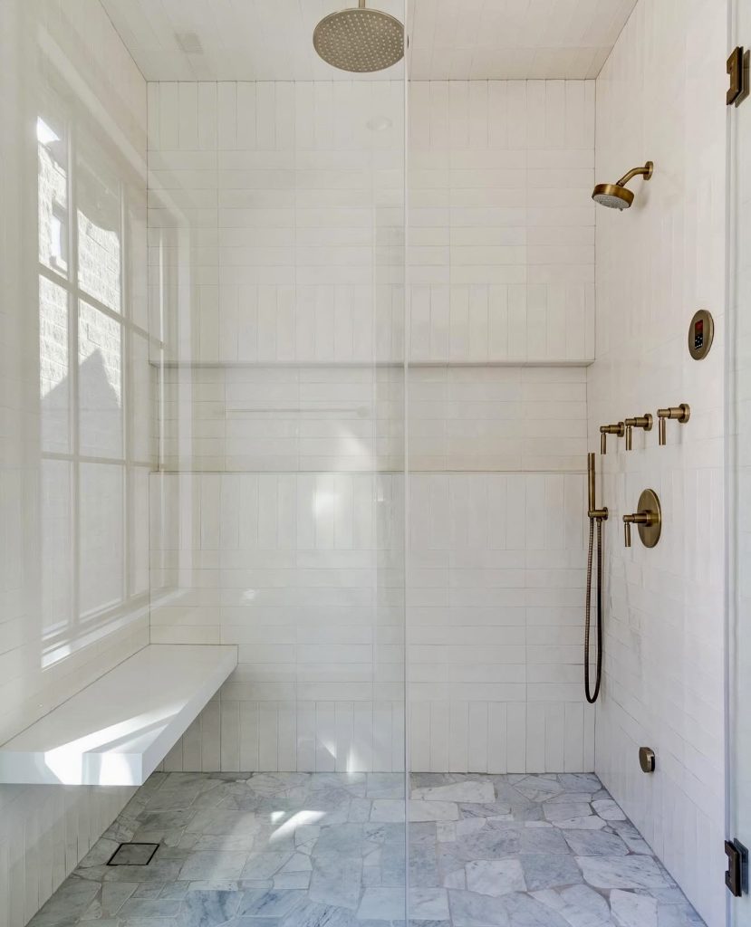 White Minimalist Shower Tiles