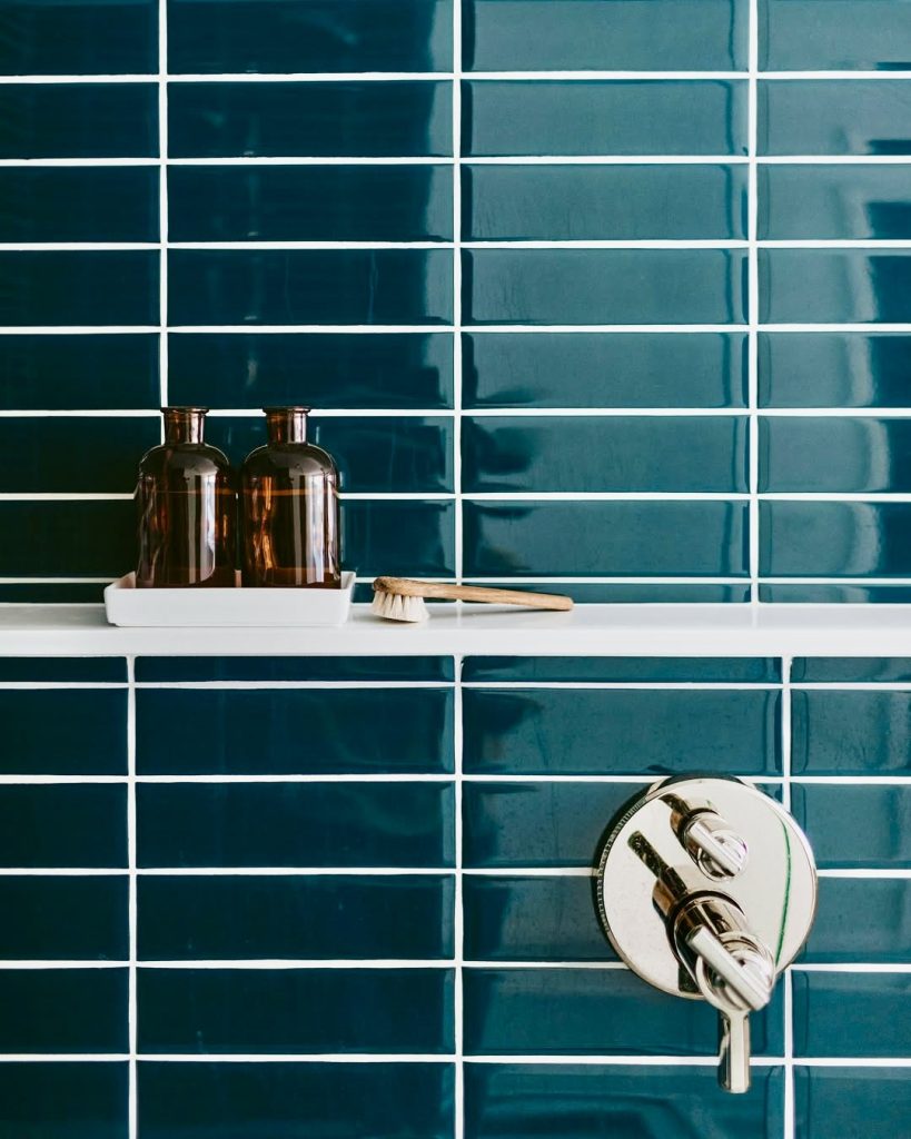 Navy Blue Shower Tiles