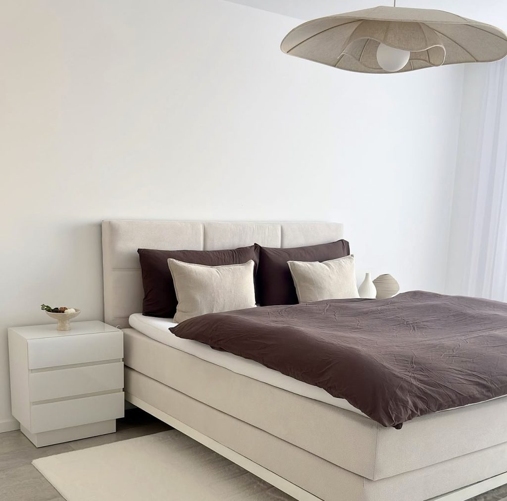 Minimalist bedroom with geometric design