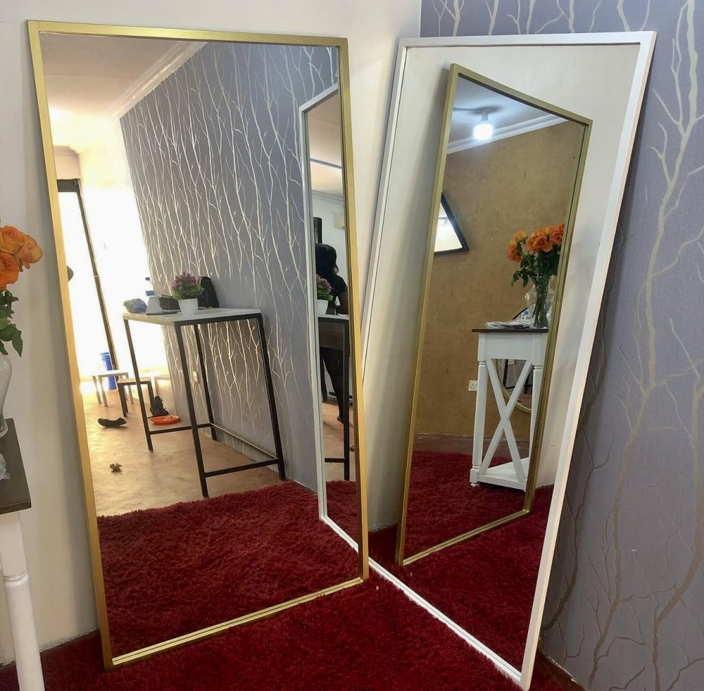 Gold and White Framed Floor Mirrors