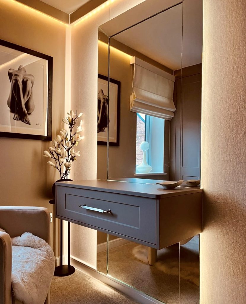 Softly Lit Vanity Mirror Wall