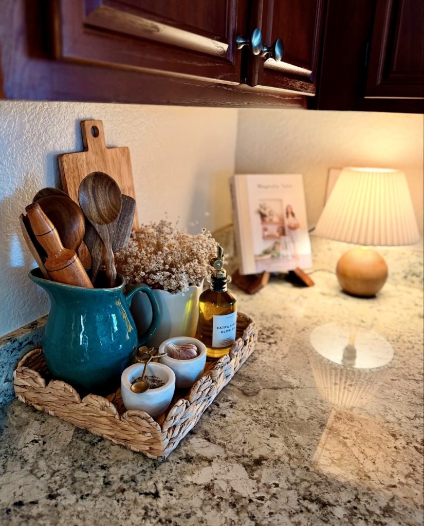 Rustic kitchen corner with natural textures