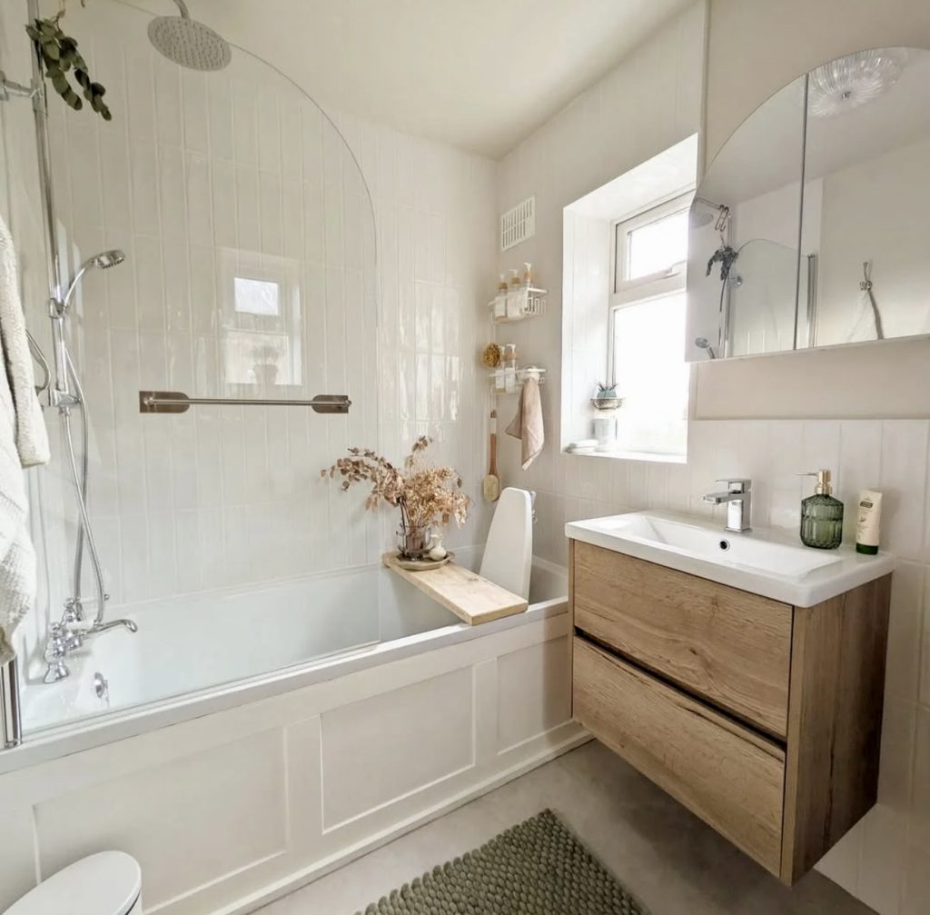 Cottage Style Bathroom with Wood Accents