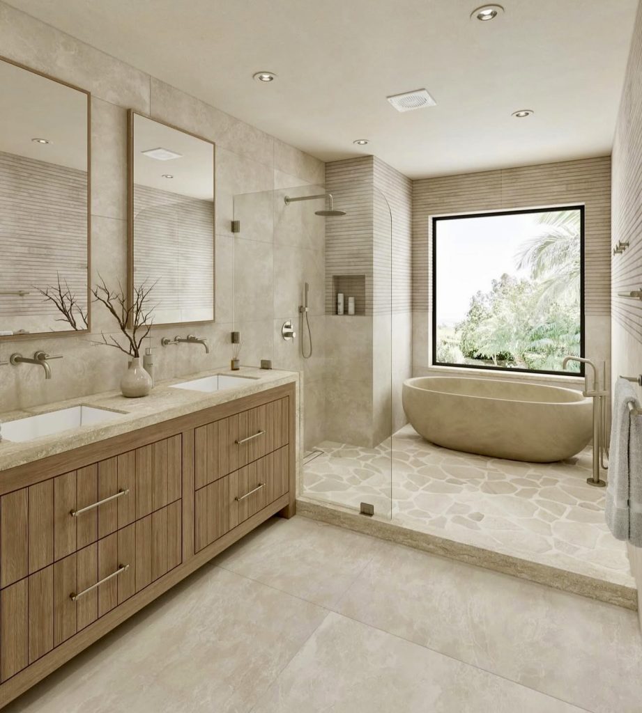 Spa-Inspired Bathroom with Organic Stone