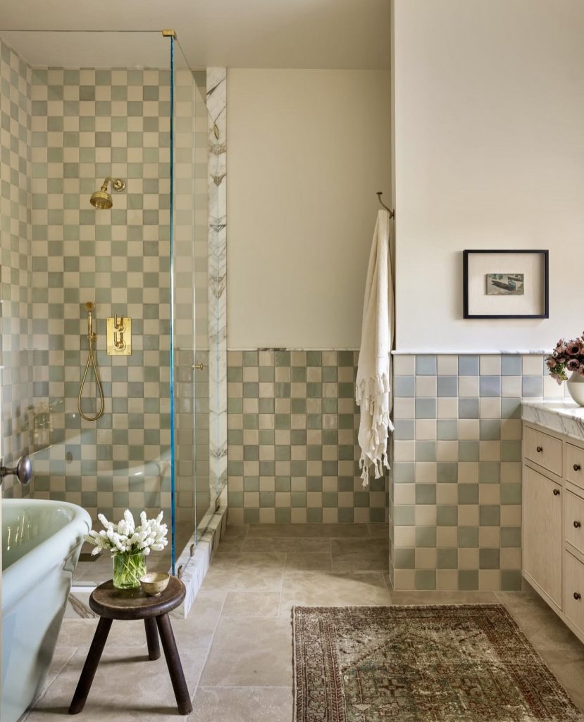 Vintage-Inspired Bathroom with Checkerboard Floor